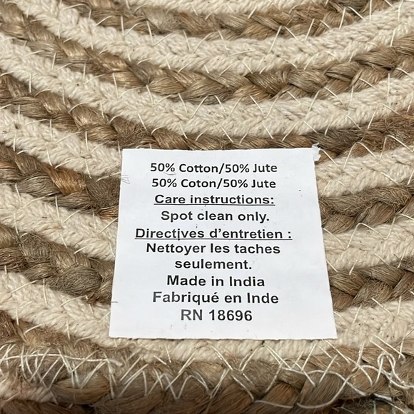 Novo jute kitchen placemats Spiral Tan Cream Set of 4 NWT 15” Round Boho Chic - Picture 6 of 7